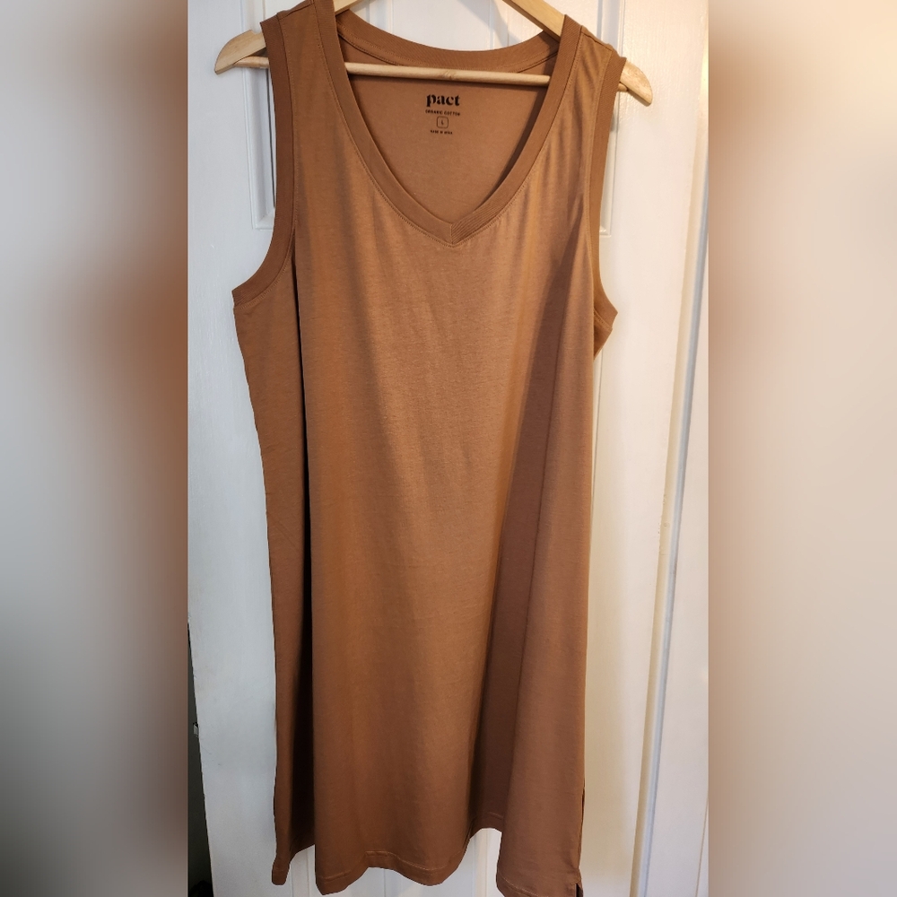 Pact Brown Organic Cotton Shirt Dress